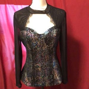 VENUS Black and Iridescent Women's Blouse